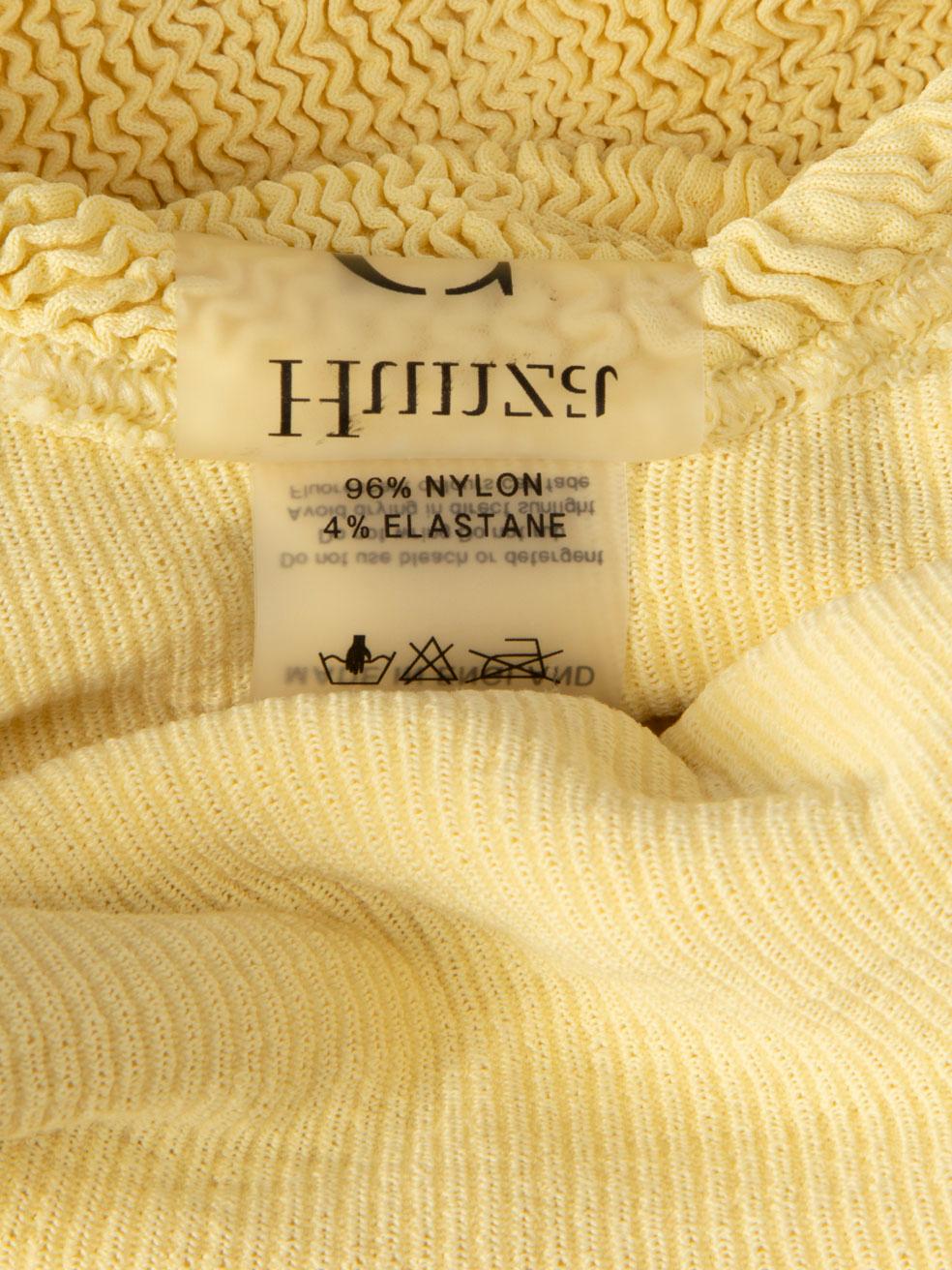 Hunza G Gelbes Knitter-Bodycon-Minikleid Größe L Damen im Angebot