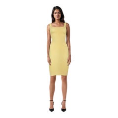 Hunza G Yellow Crinkle Bodycon Mini Dress Size L