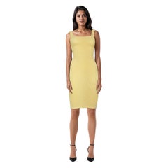 Hunza G Yellow Crinkle Bodycon Mini Dress Size XS