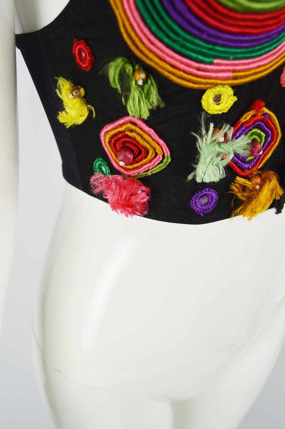 Hunza Vintage Cone Bra Bustier Top Embellished with Mirrorwork & Appliqués For Sale 1