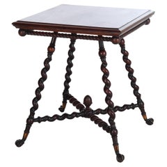 Hunzinger Mahogany Rope Twist Parlor Table With Claw & Ball Feet c1910