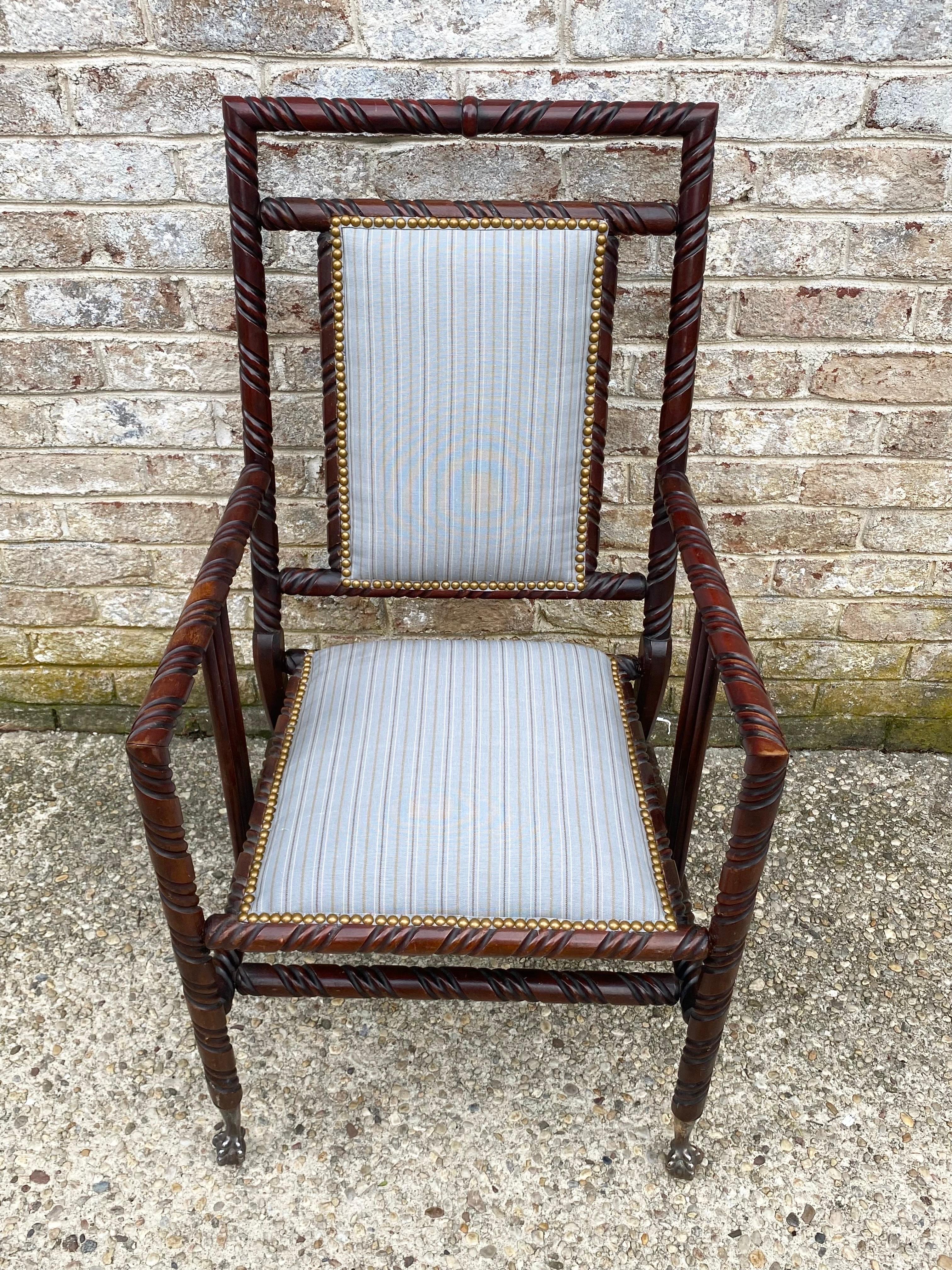 Hunzinger Wood Framed Arm Chair In Good Condition For Sale In East Hampton, NY