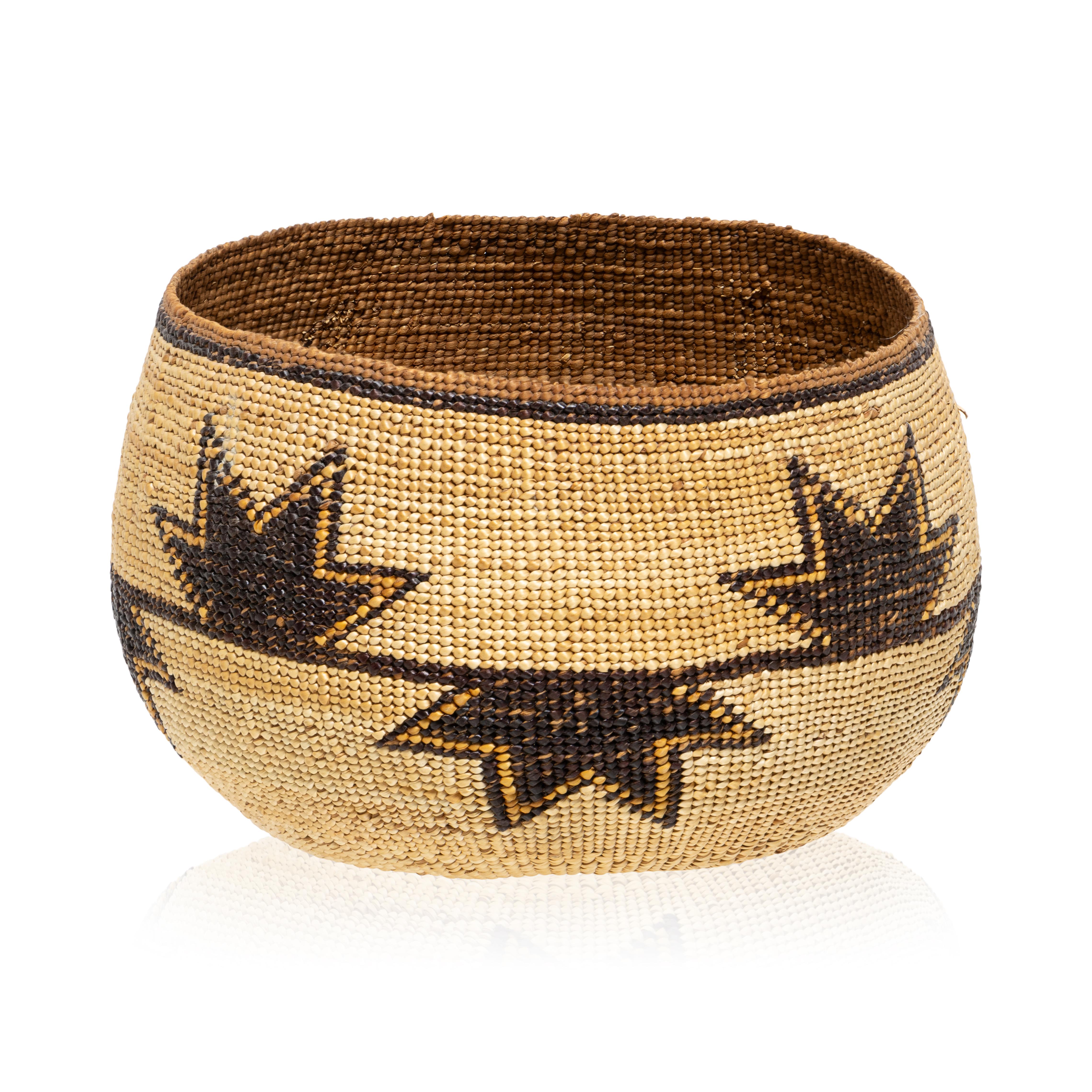 California Hupa/Yurok hat polychrome basket. Very nice condition. Early 20th Century.  5 1/2