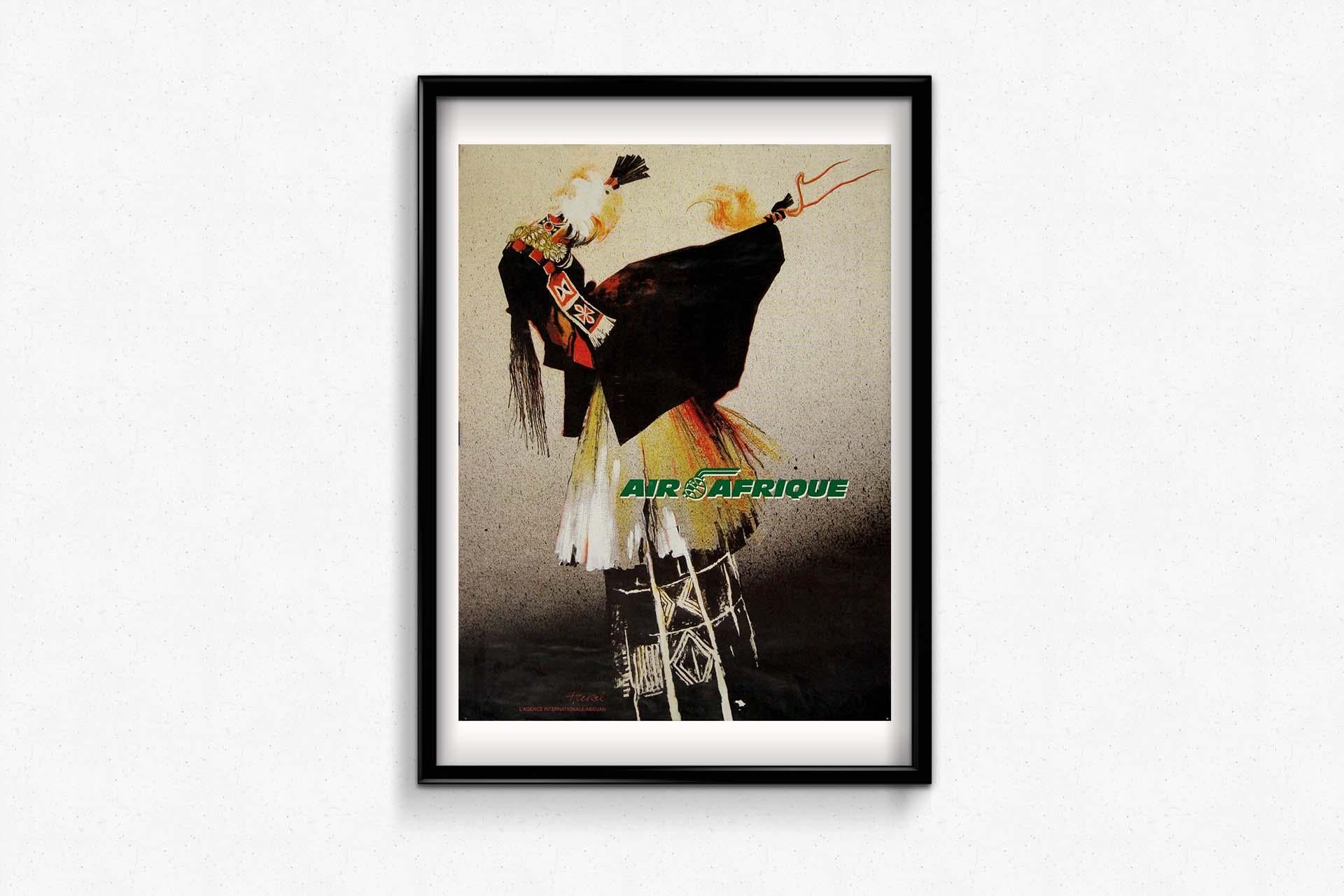 Originalplakat von Hurel für Air Afrique l'Agence Internationale Abidjan, 1965 im Angebot 1