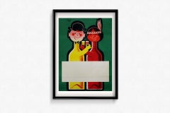 Circa 1950 original advertising poster by Hurel Vin rouge vin blanc cowbow