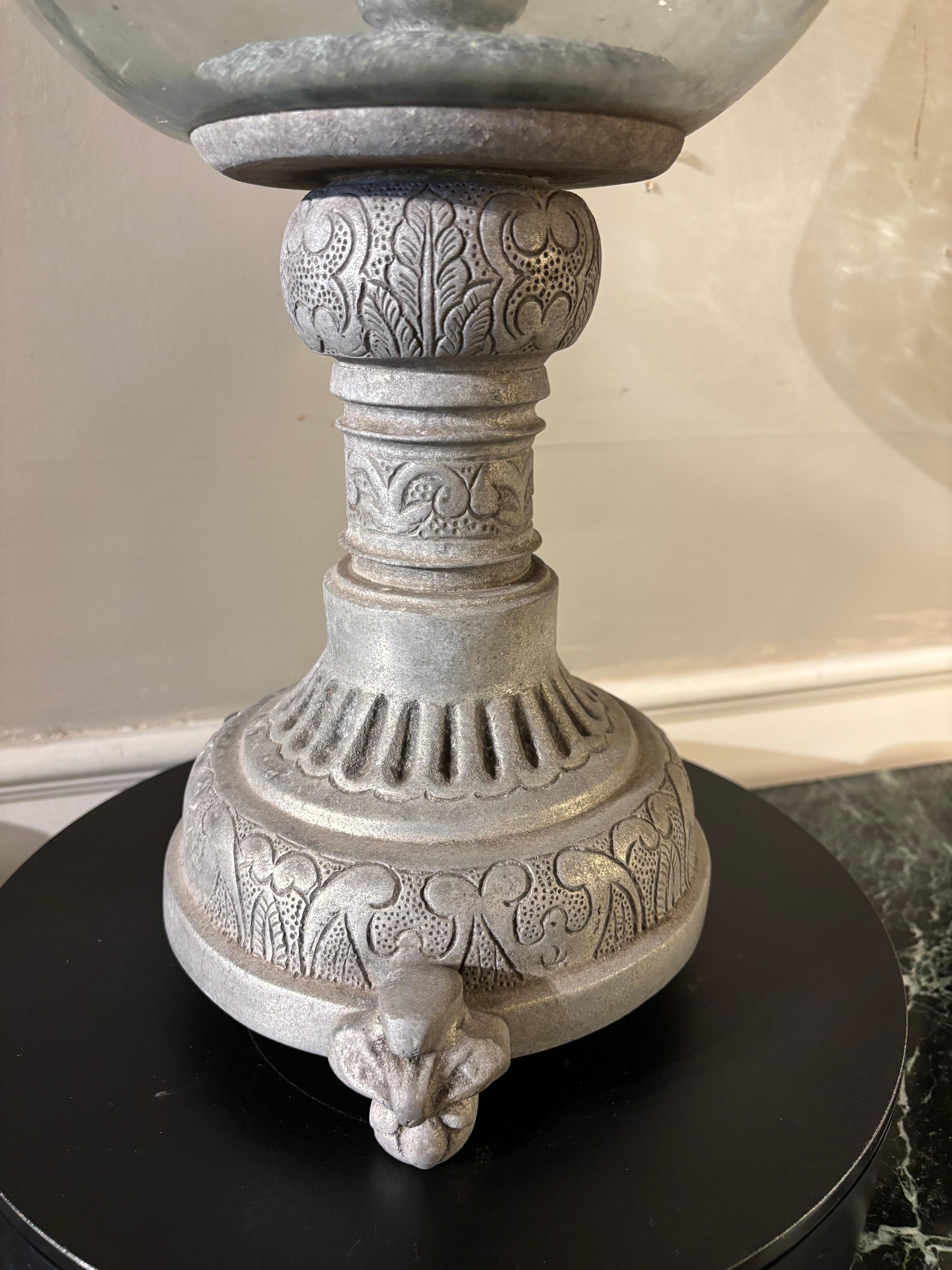 Hurricane Lamp Photophore On Zinc Base, Large Scale For Sale 7
