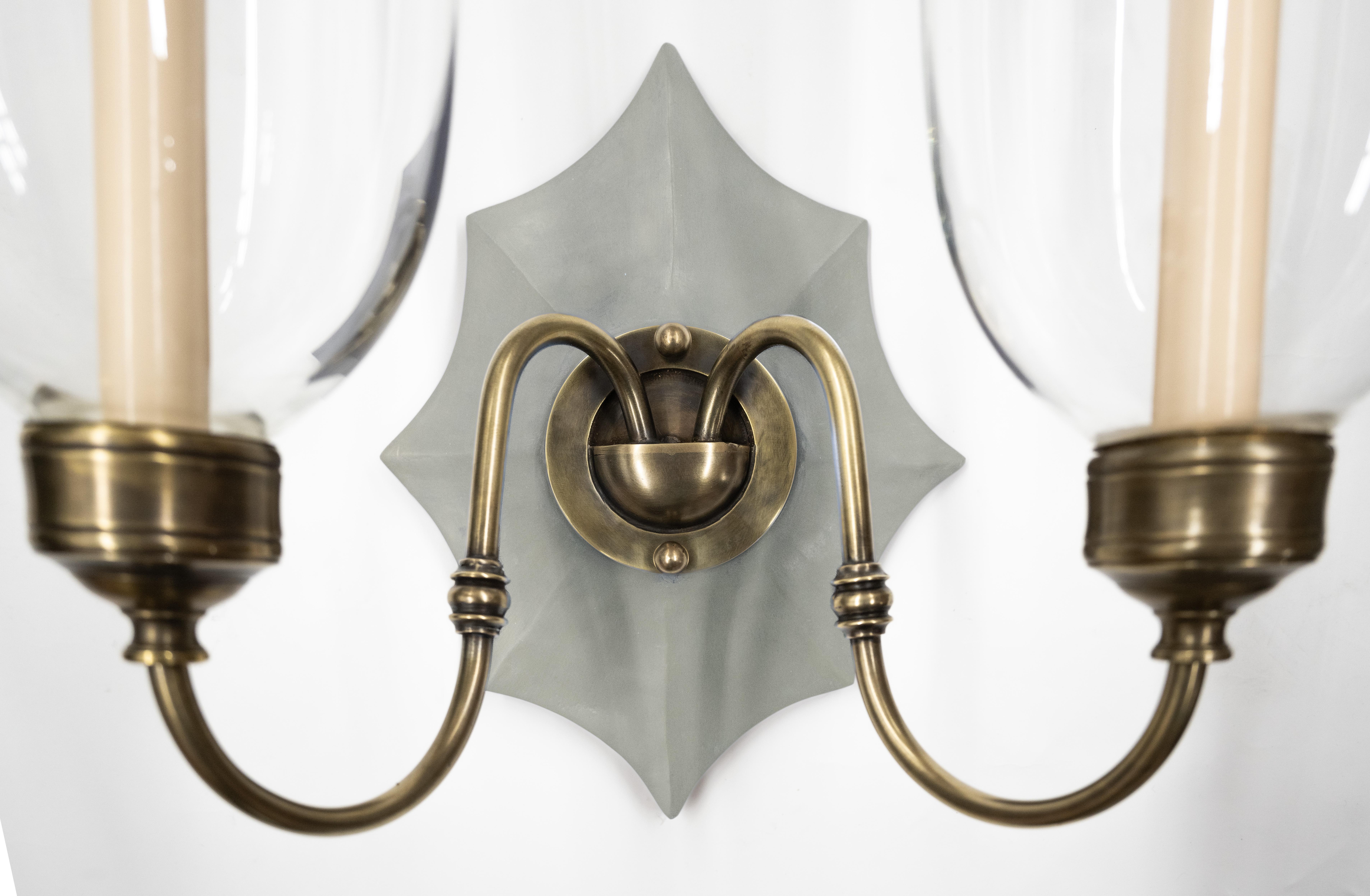 American Hurricane Sconces with Double Kent-Style Arms For Sale