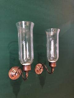 Hurricane Shade Petite Sconces on Brass Arms