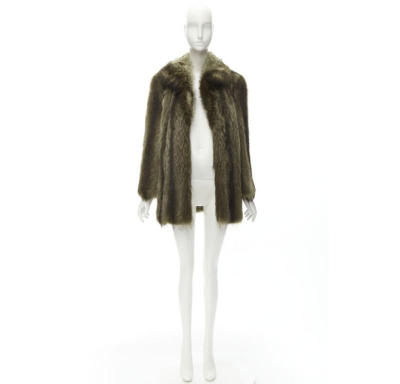 HURTIQ brown fur long sleeve collar hook eye jacket coat For Sale 5