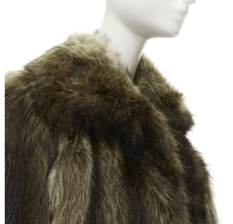 HURTIQ brown fur long sleeve collar hook eye jacket coat
Reference: JECW/A00001
Brand: Hurtiq
Material: Fur
Color: Brown
Pattern: Solid
Closure: Hook & Eye
Lining:  Fabric

CONDITION:
Condition: Very good, this item was pre-owned and is in very good