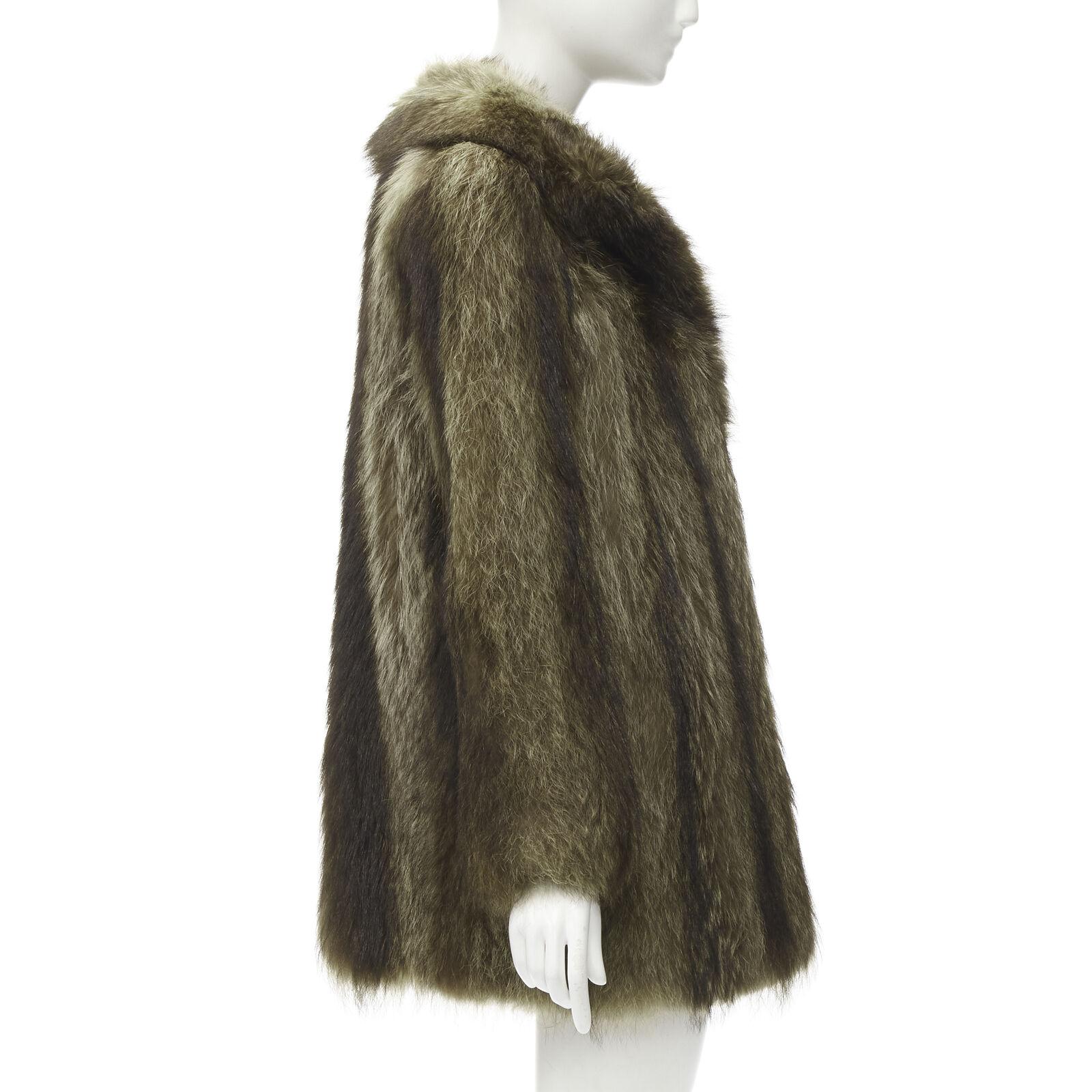 Women's HURTIQ brown fur long sleeve collar hook eye jacket coat For Sale