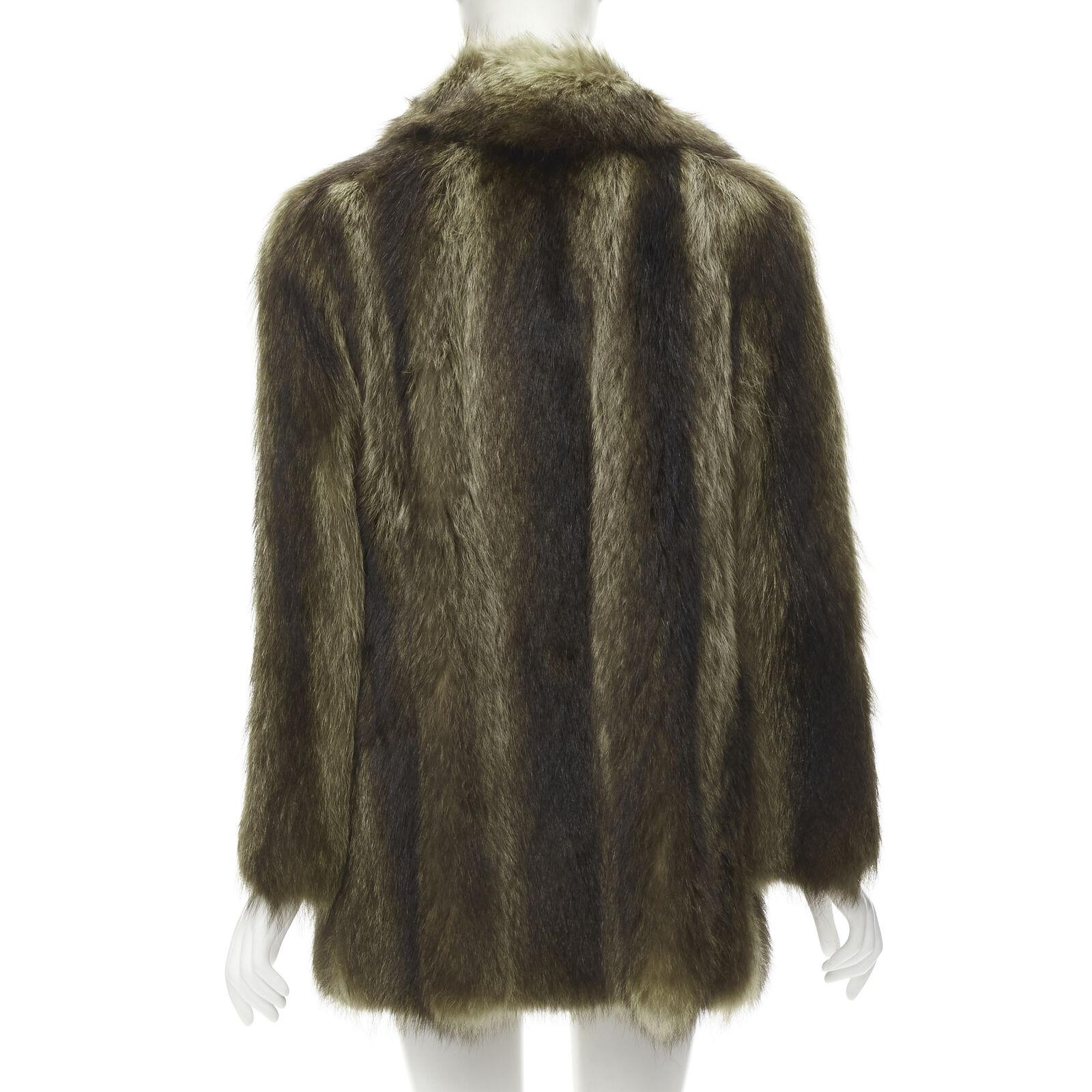 HURTIQ brown fur long sleeve collar hook eye jacket coat For Sale 1