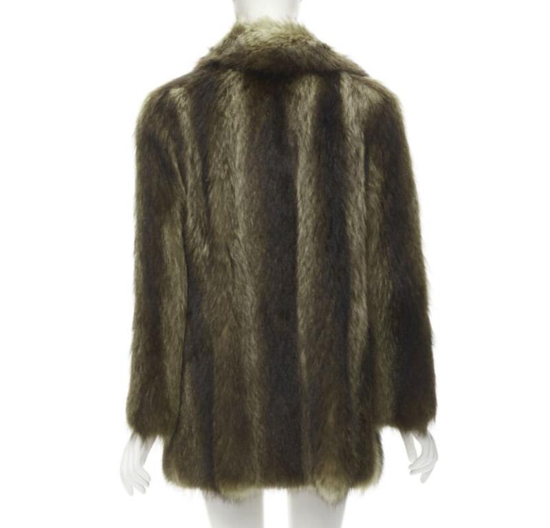Women's HURTIQ brown fur long sleeve collar hook eye jacket coat For Sale