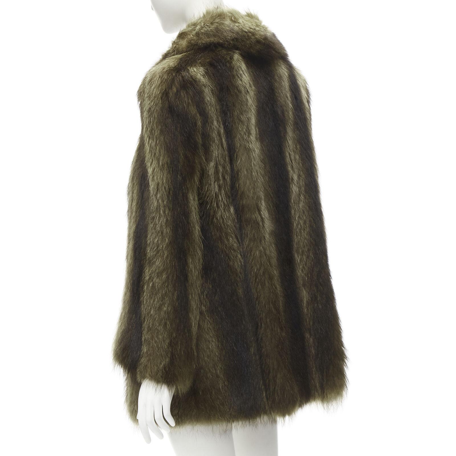 HURTIQ brown fur long sleeve collar hook eye jacket coat For Sale 2
