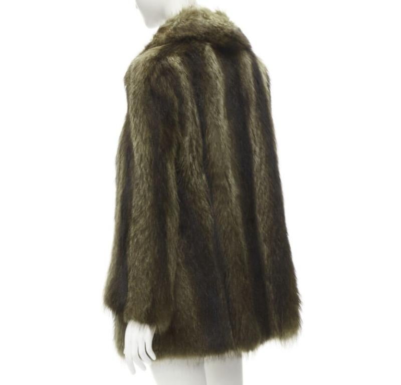HURTIQ brown fur long sleeve collar hook eye jacket coat For Sale 1
