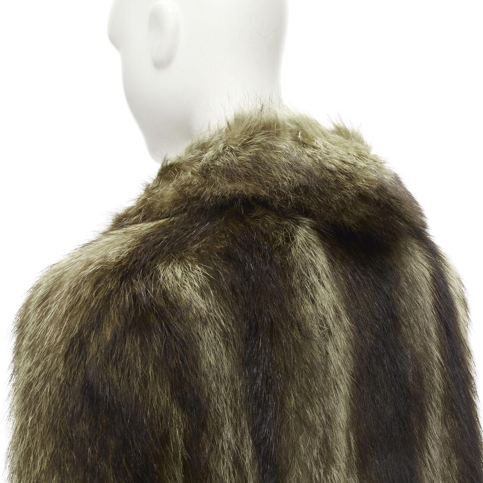 HURTIQ brown fur long sleeve collar hook eye jacket coat For Sale 3