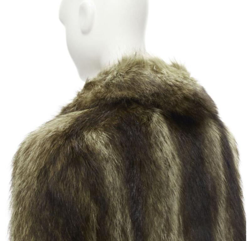 HURTIQ brown fur long sleeve collar hook eye jacket coat For Sale 2