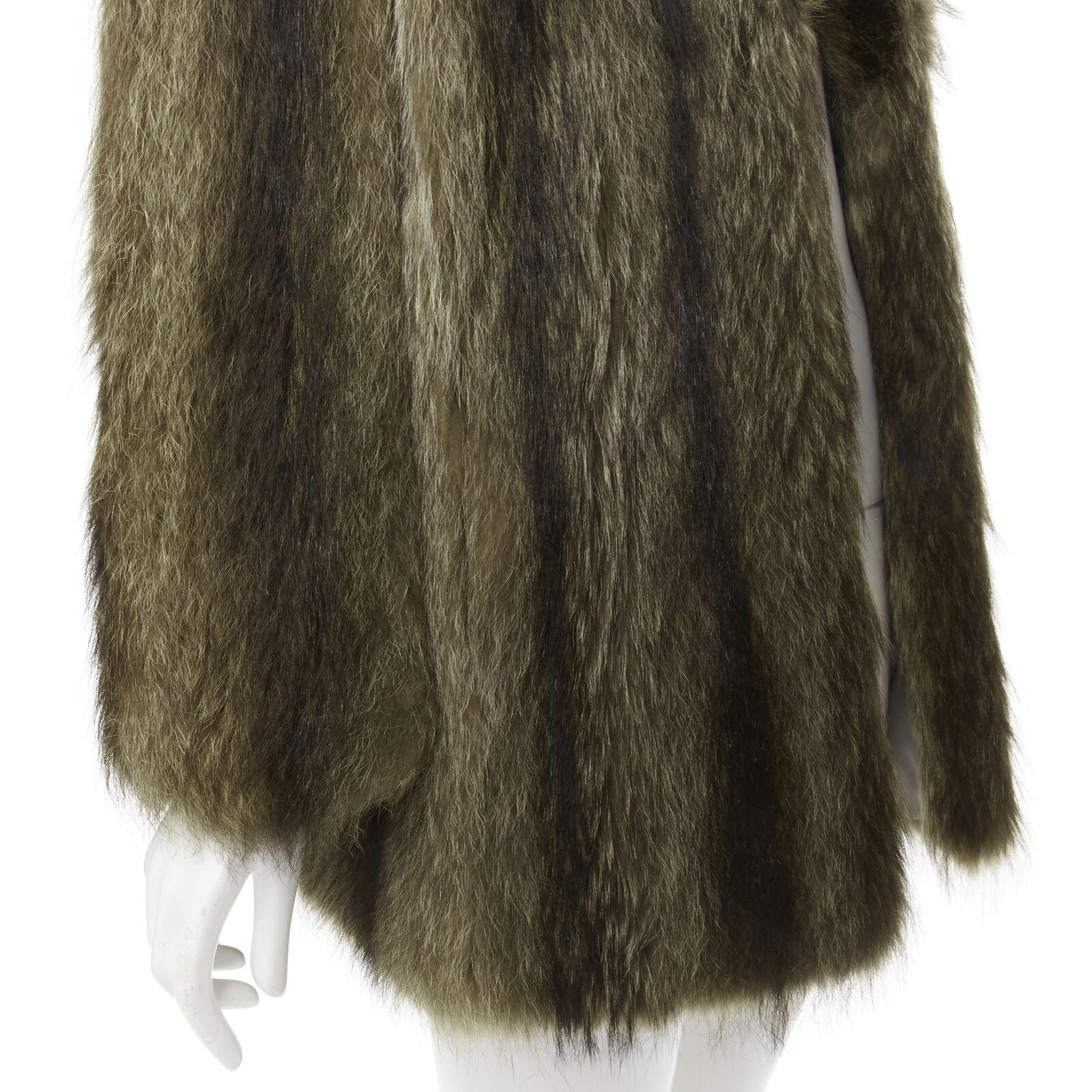 HURTIQ brown fur long sleeve collar hook eye jacket coat For Sale 4