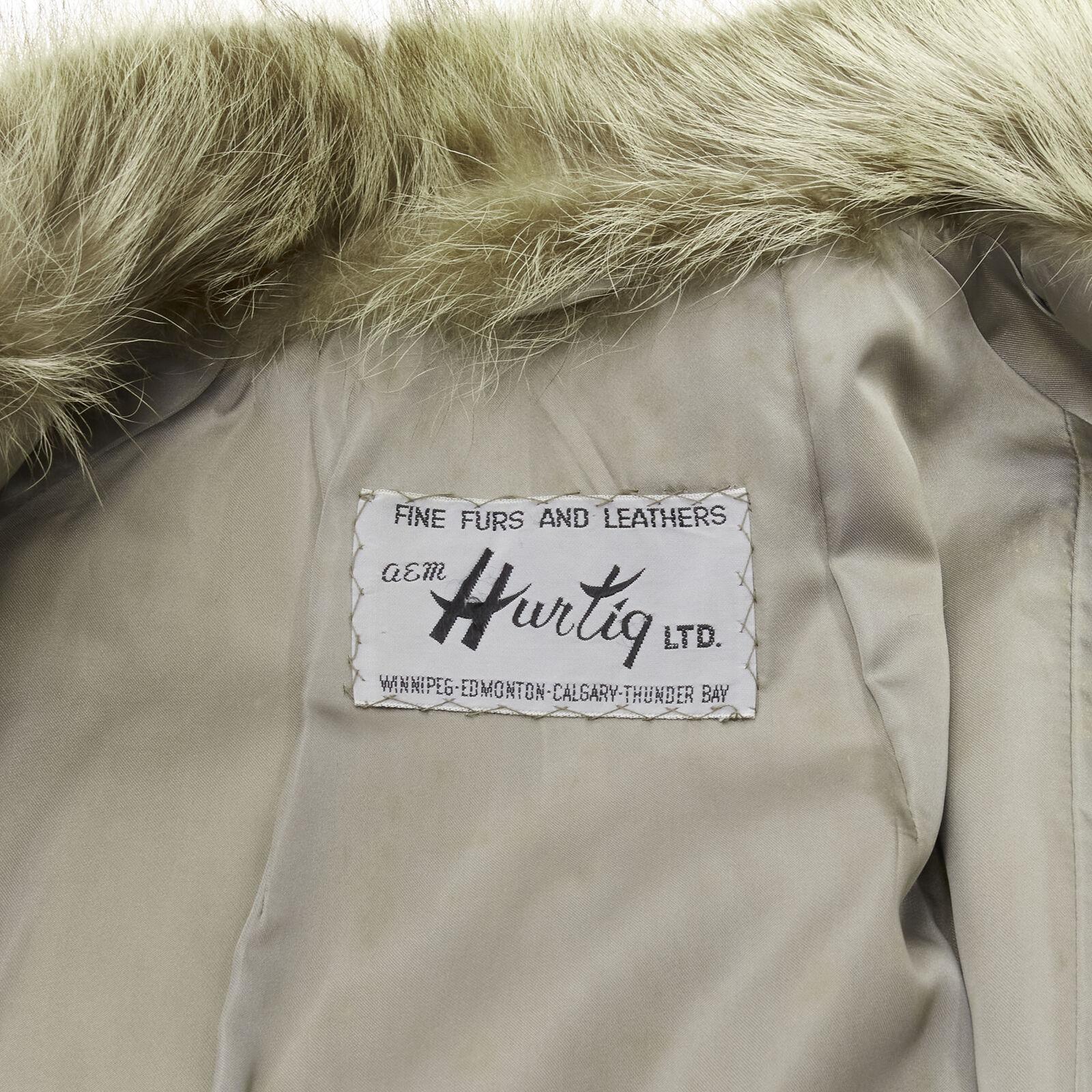 HURTIQ brown fur long sleeve collar hook eye jacket coat For Sale 5