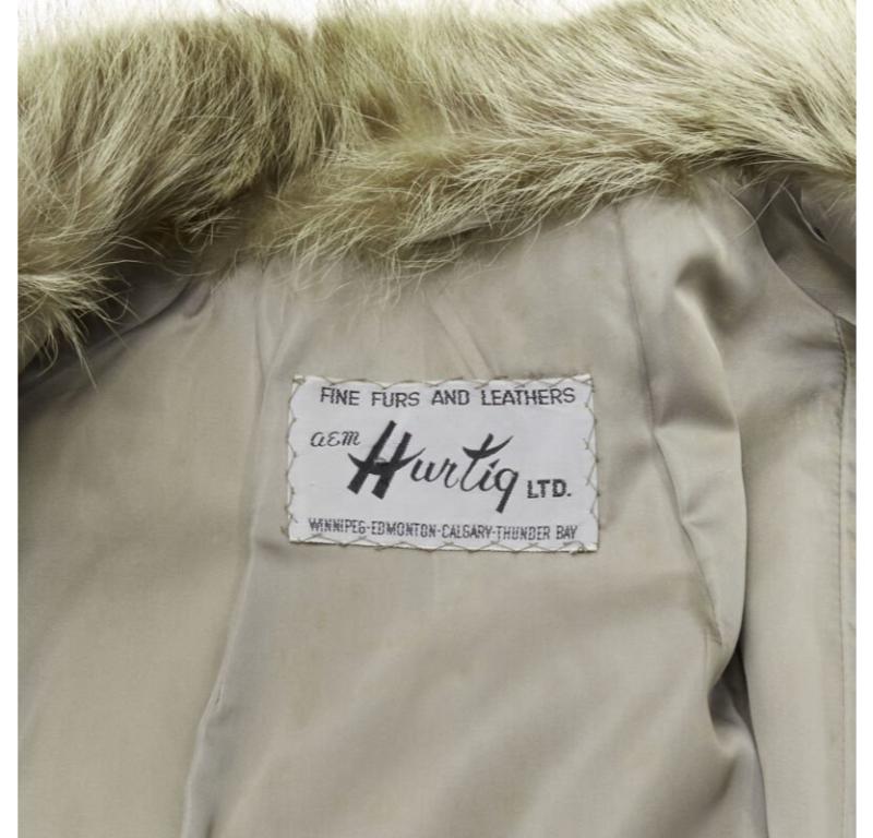 HURTIQ brown fur long sleeve collar hook eye jacket coat For Sale 4