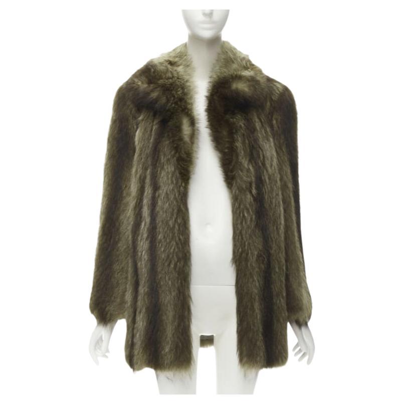 HURTIQ brown fur long sleeve collar hook eye jacket coat For Sale