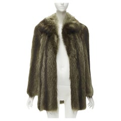 HURTIQ brown fur long sleeve collar hook eye jacket coat