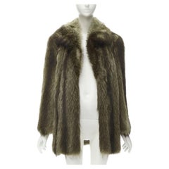 HURTIQ brown fur long sleeve collar hook eye jacket coat