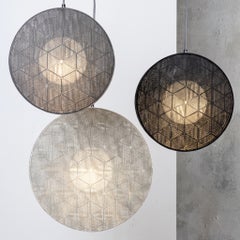 Hush Galvanized Iron Pendant Light, White, 14.25 in