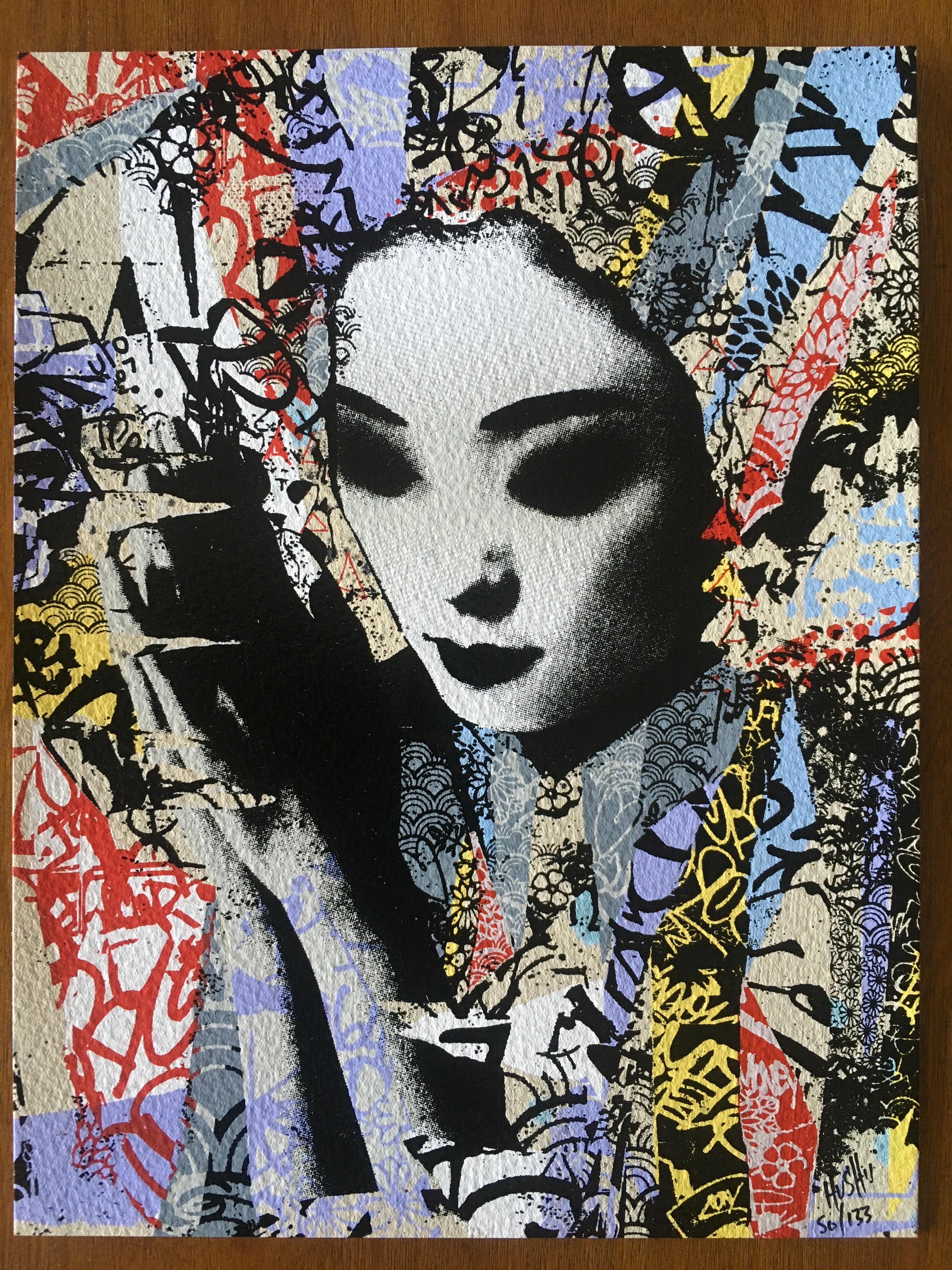 Un-Masked Box-Set of 3 Prints Signed and Numbered Limited Edition with Stickers - Painting by HUSH