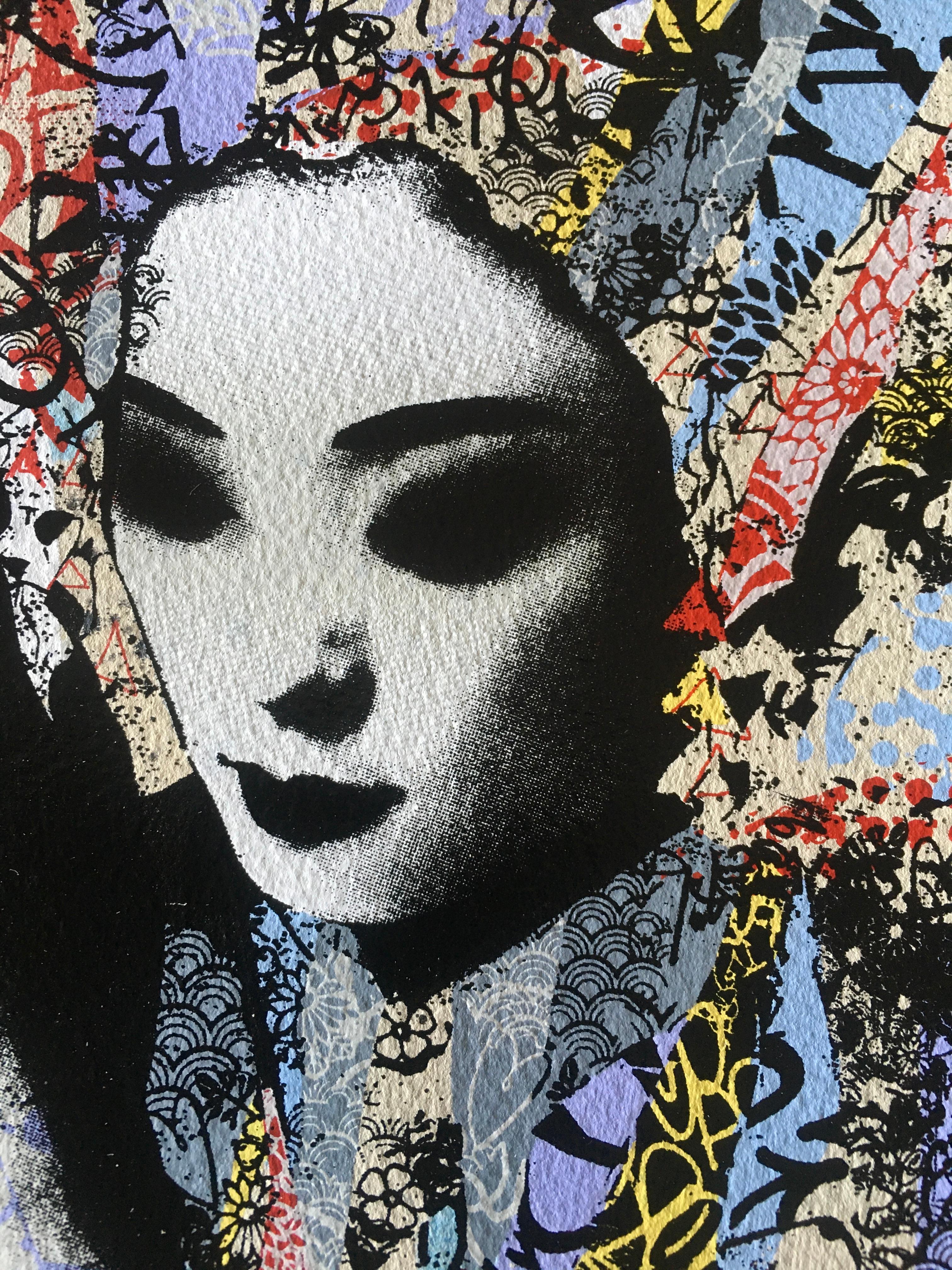 Un-Masked Box-Set of 3 Prints Signed and Numbered Limited Edition with Stickers - Street Art Painting by HUSH