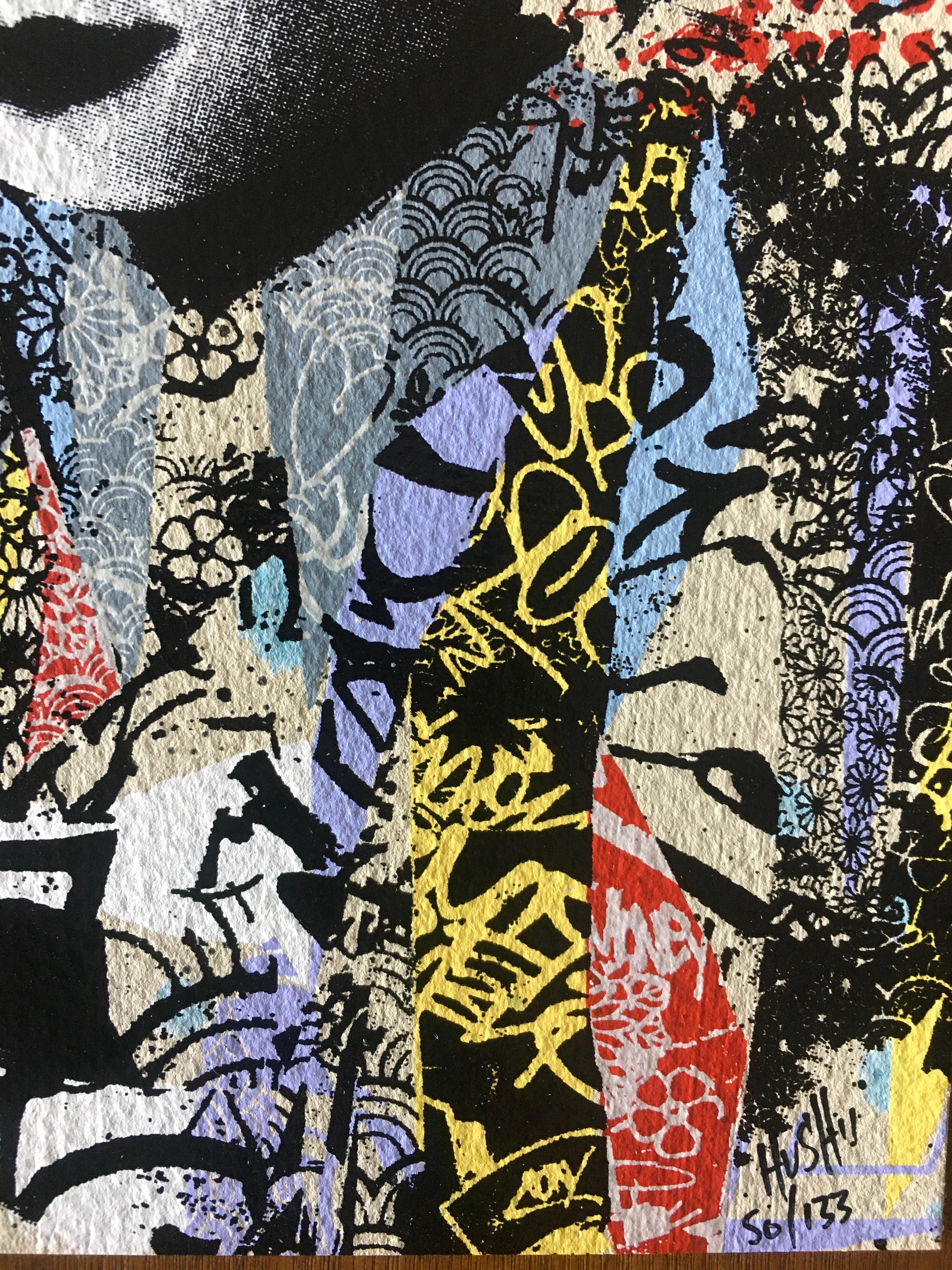 Un-Masked Box-Set of 3 Prints Signed and Numbered Limited Edition with Stickers - Black Figurative Painting by HUSH