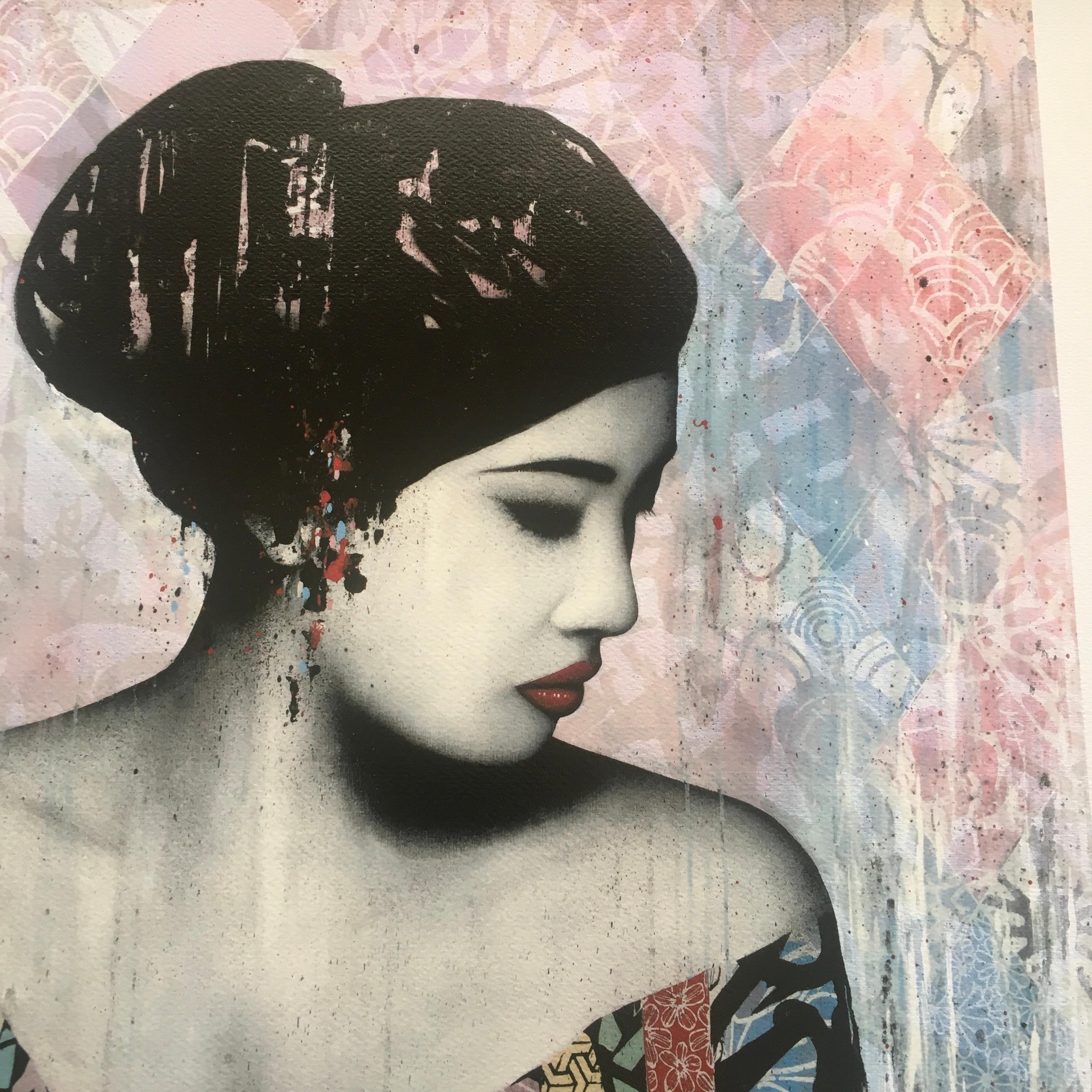 SOLACE Giclee Print Signed and Numbered - Gray Figurative Print by HUSH