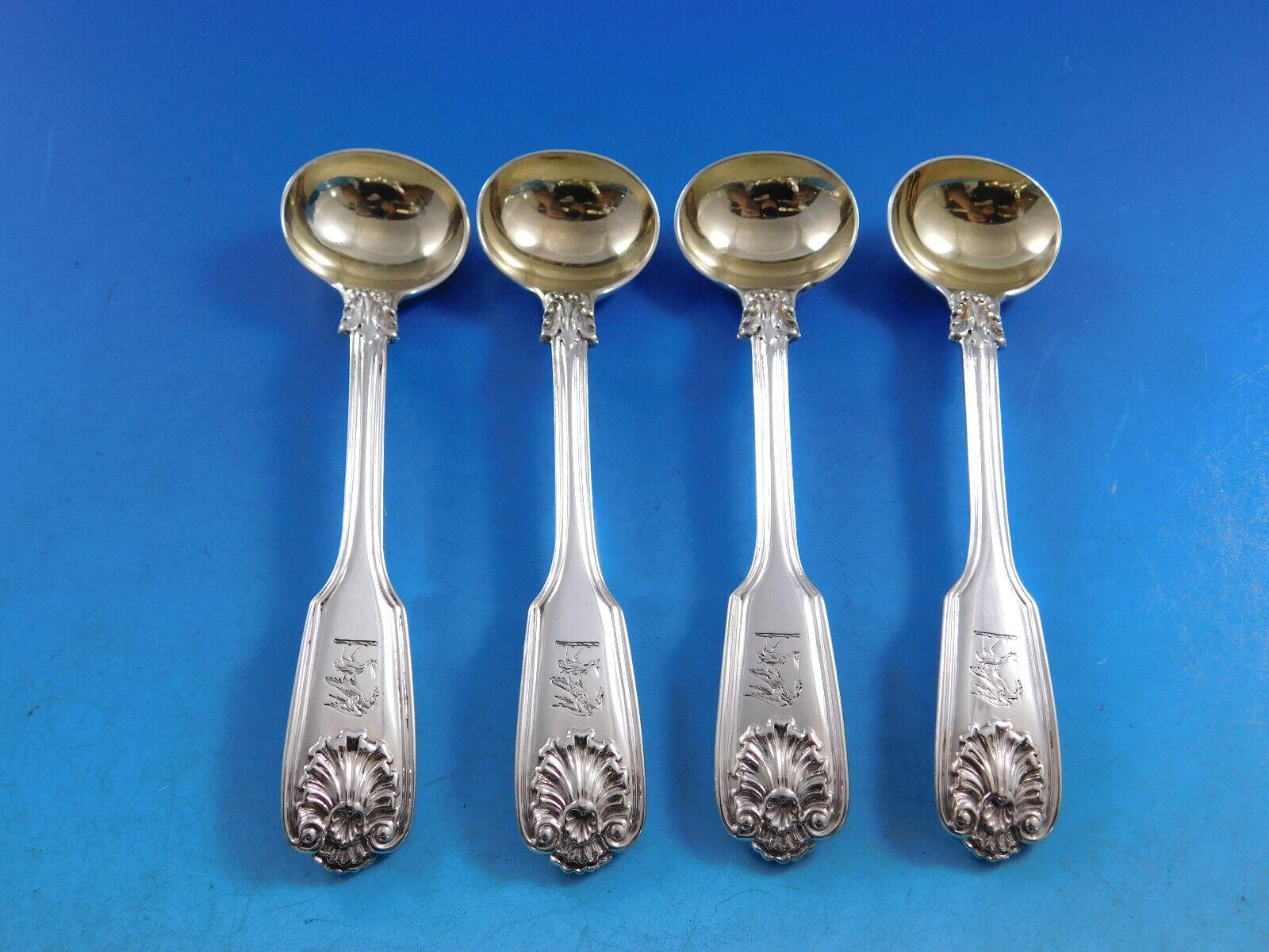 Set di posate in argento sterling Husk Shell by Chawner & Vander Servizio di posate in cassetta in vendita 5