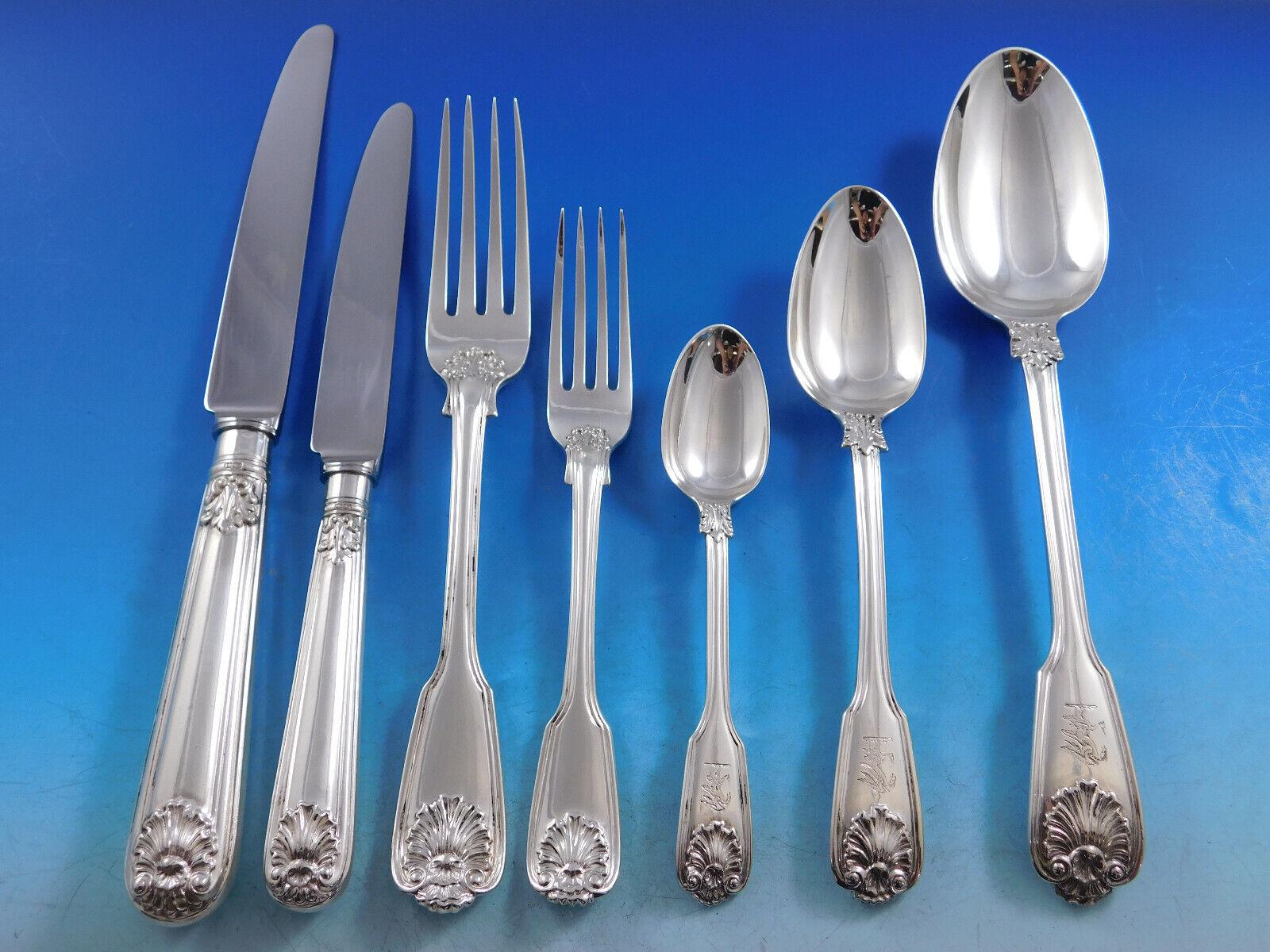 Set di posate in argento sterling Husk Shell by Chawner & Vander Servizio di posate in cassetta In condizioni ottime in vendita a Big Bend, WI