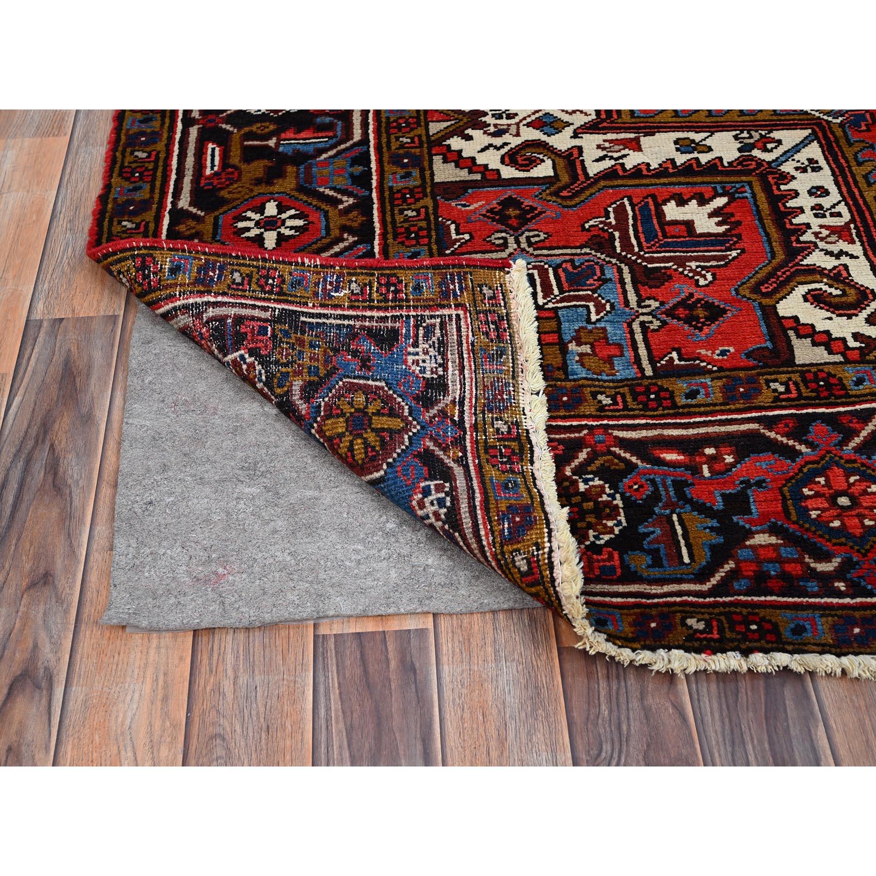 Mid-20th Century Husker Red Evenly Worn Wool Abrash Hand Knotted Persian Vintage Heriz Clean Rug
