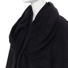 HUSSEIN CHALAYAN black mohair wool gathered collar bomber jacket IT40 S