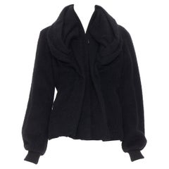 HUSSEIN CHALAYAN Schwarze Bomberjacke mit gerafftem Kragen aus Mohairwolle IT40 S