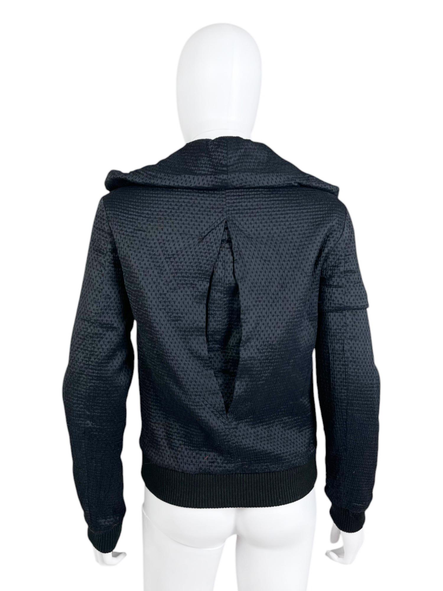 Black Hussein Chalayan Early 2000's Ruffle Blue Bomber Jacket in vendita