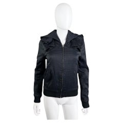 Hussein Chalayan Early 2000's Ruffle Blue Bomber Jacket