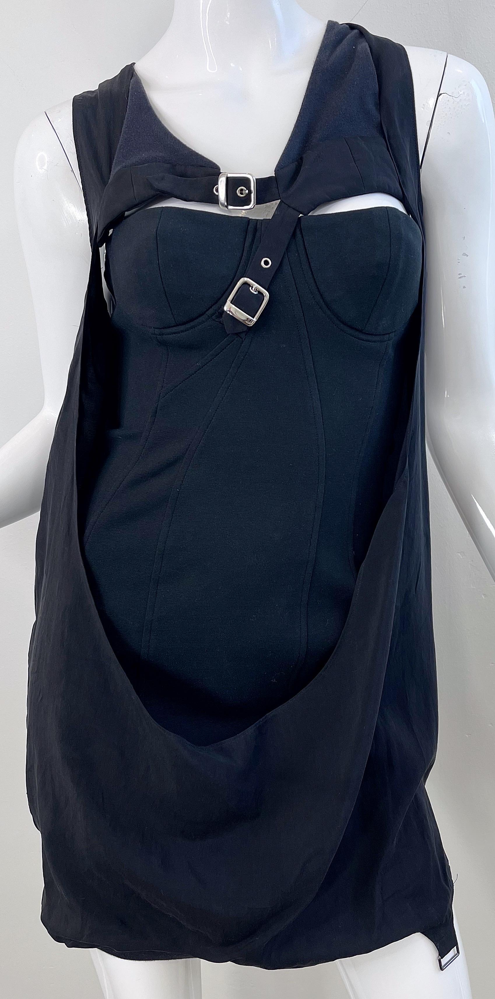 Women's Hussein Chalayan Fall / Winter 2003 Runway Sz 4 Bondage Inspired Y2K Mini Dress For Sale