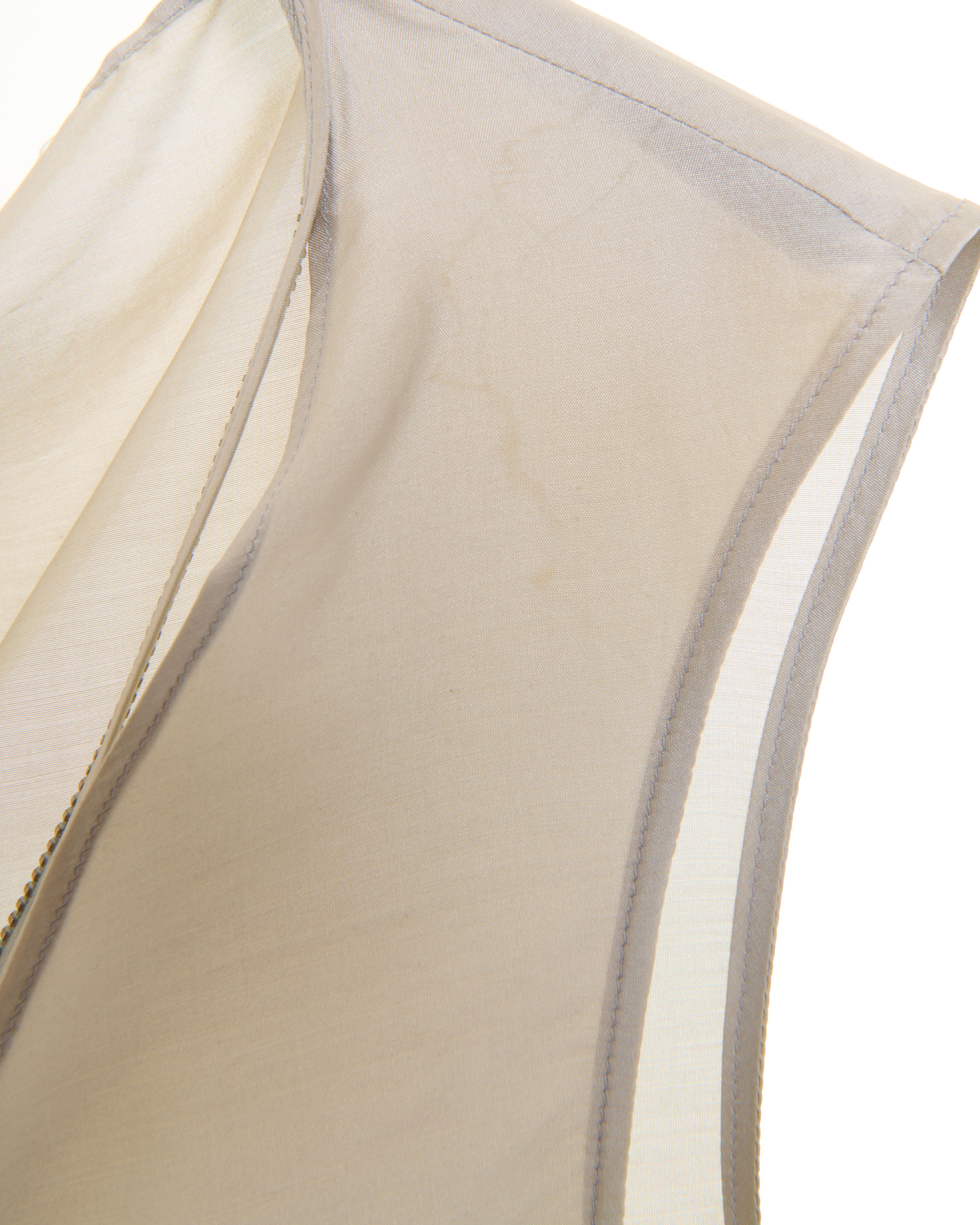 Hussein Chalayan S/S 2002 ‘Medea’ dove grey deconstructed zipper nylon top in vendita 8