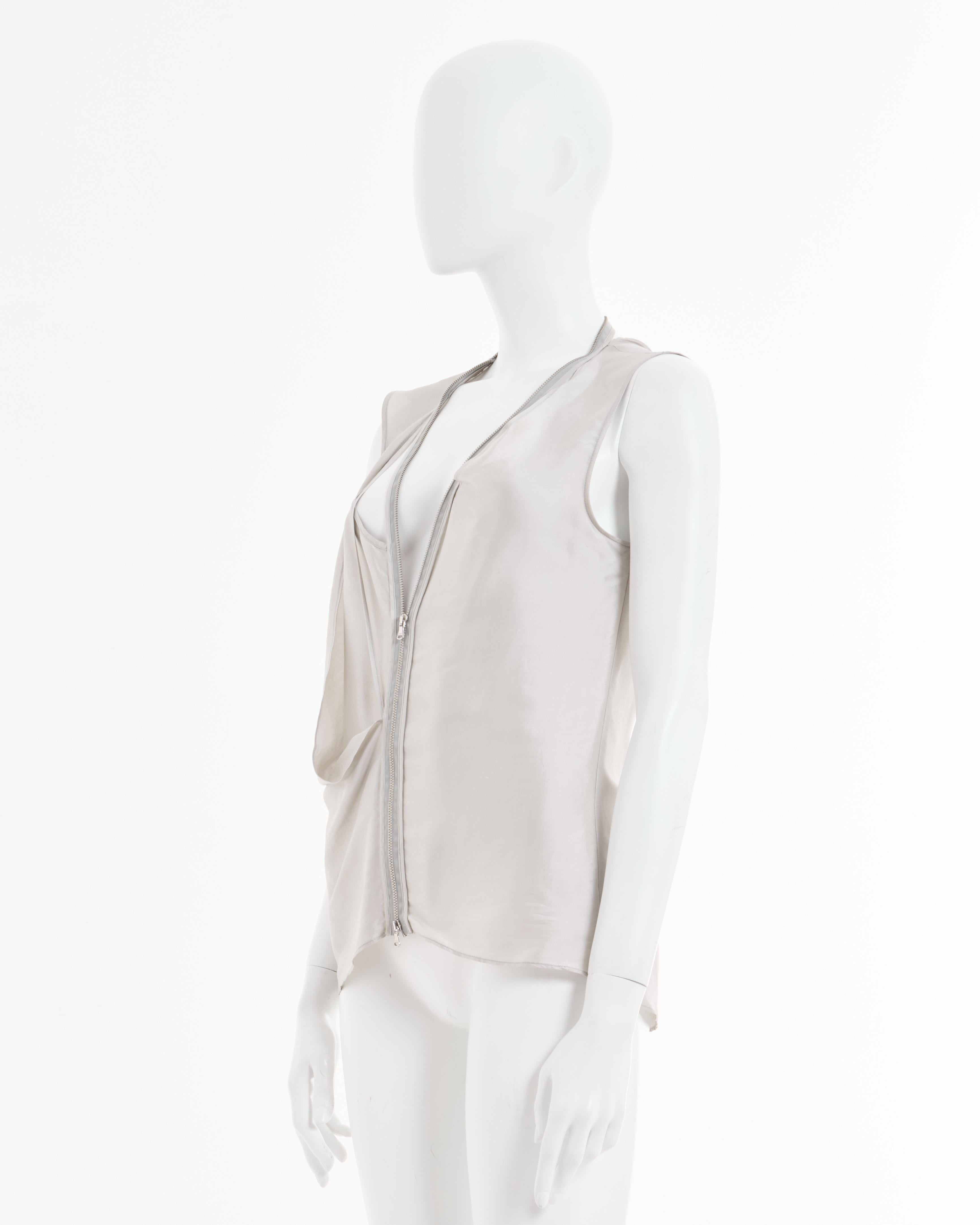 Gray Hussein Chalayan S/S 2002 ‘Medea’ dove grey deconstructed zipper nylon top in vendita
