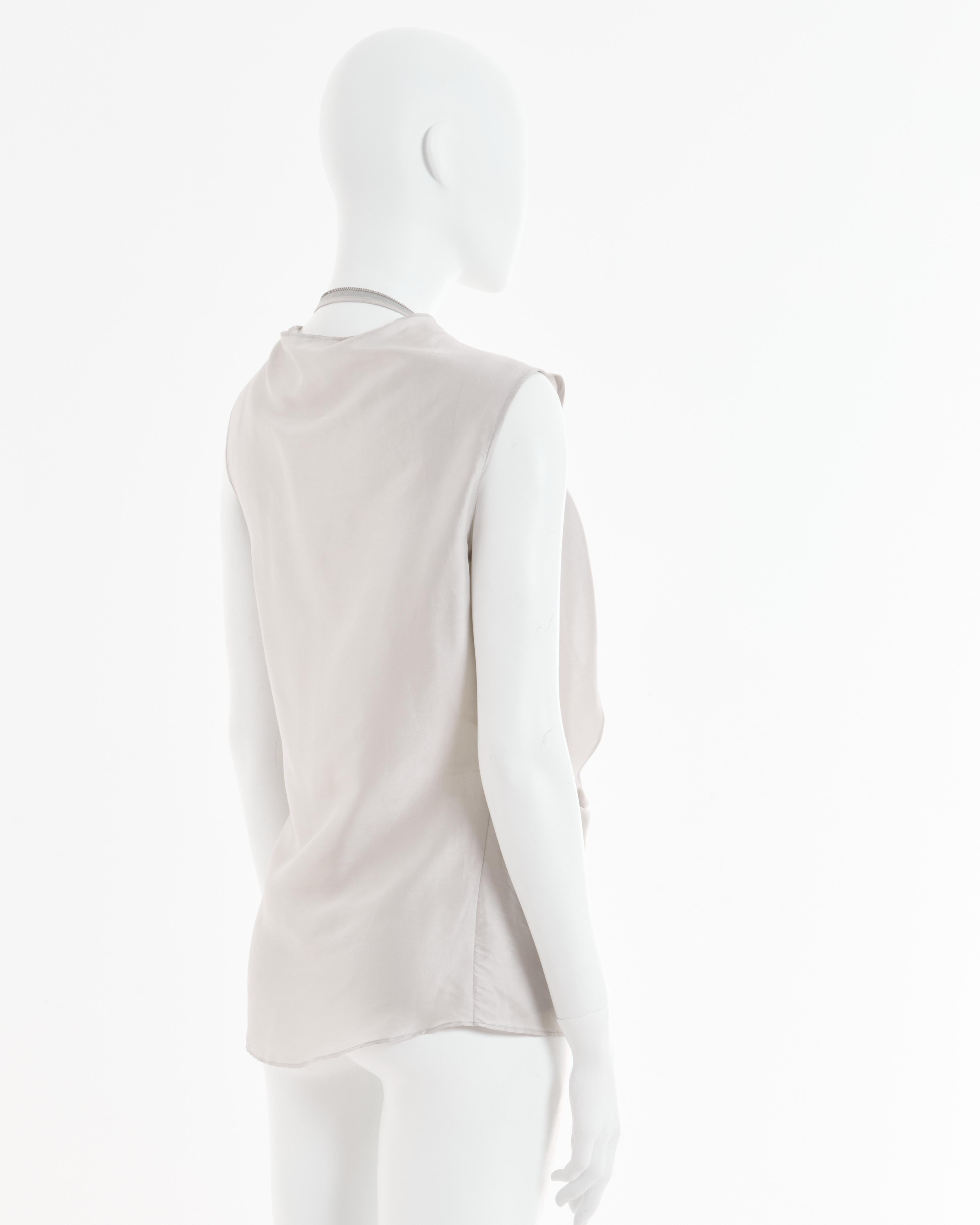 da uomo o donna Hussein Chalayan S/S 2002 ‘Medea’ dove grey deconstructed zipper nylon top in vendita