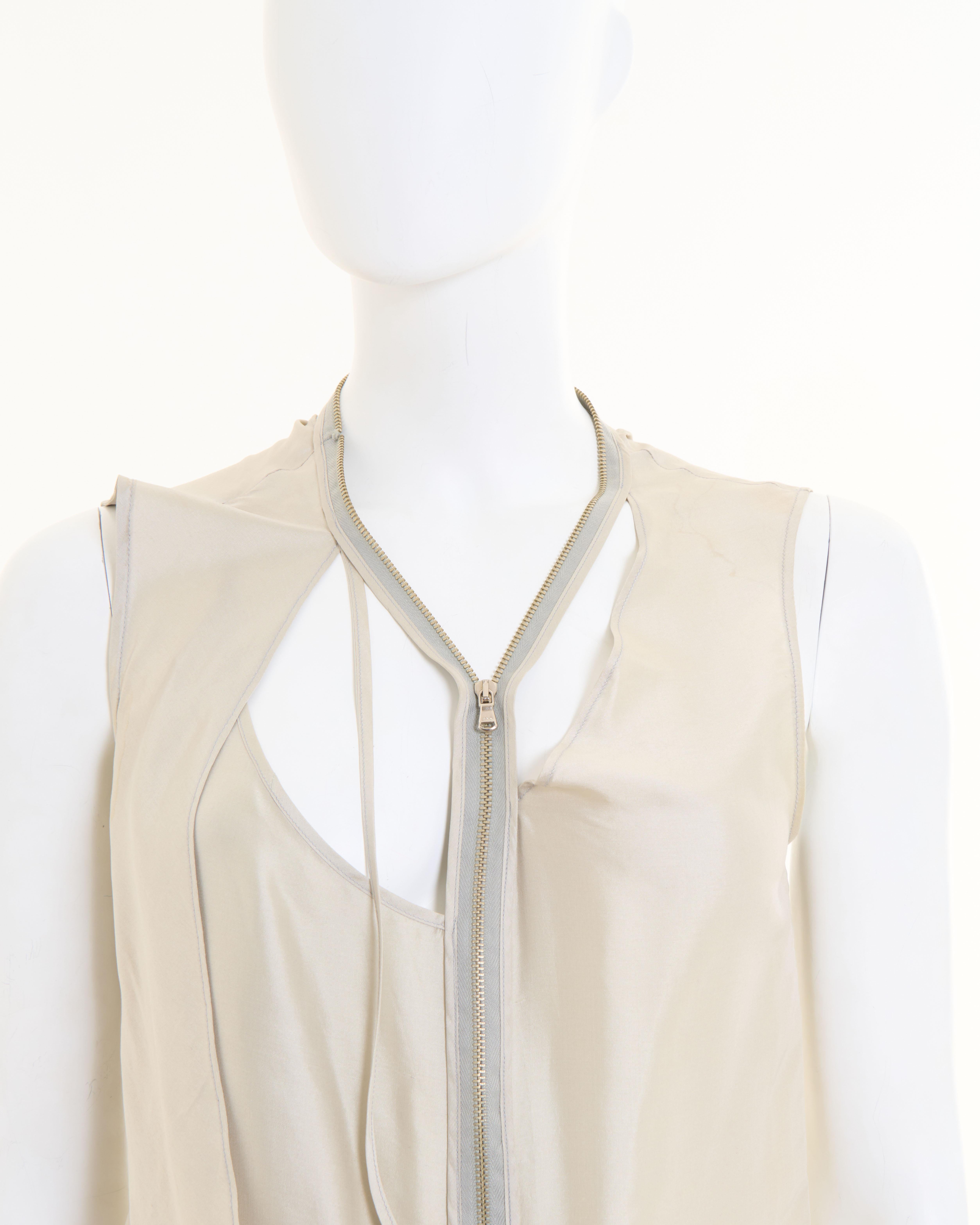 Hussein Chalayan S/S 2002 ‘Medea’ dove grey deconstructed zipper nylon top in vendita 2