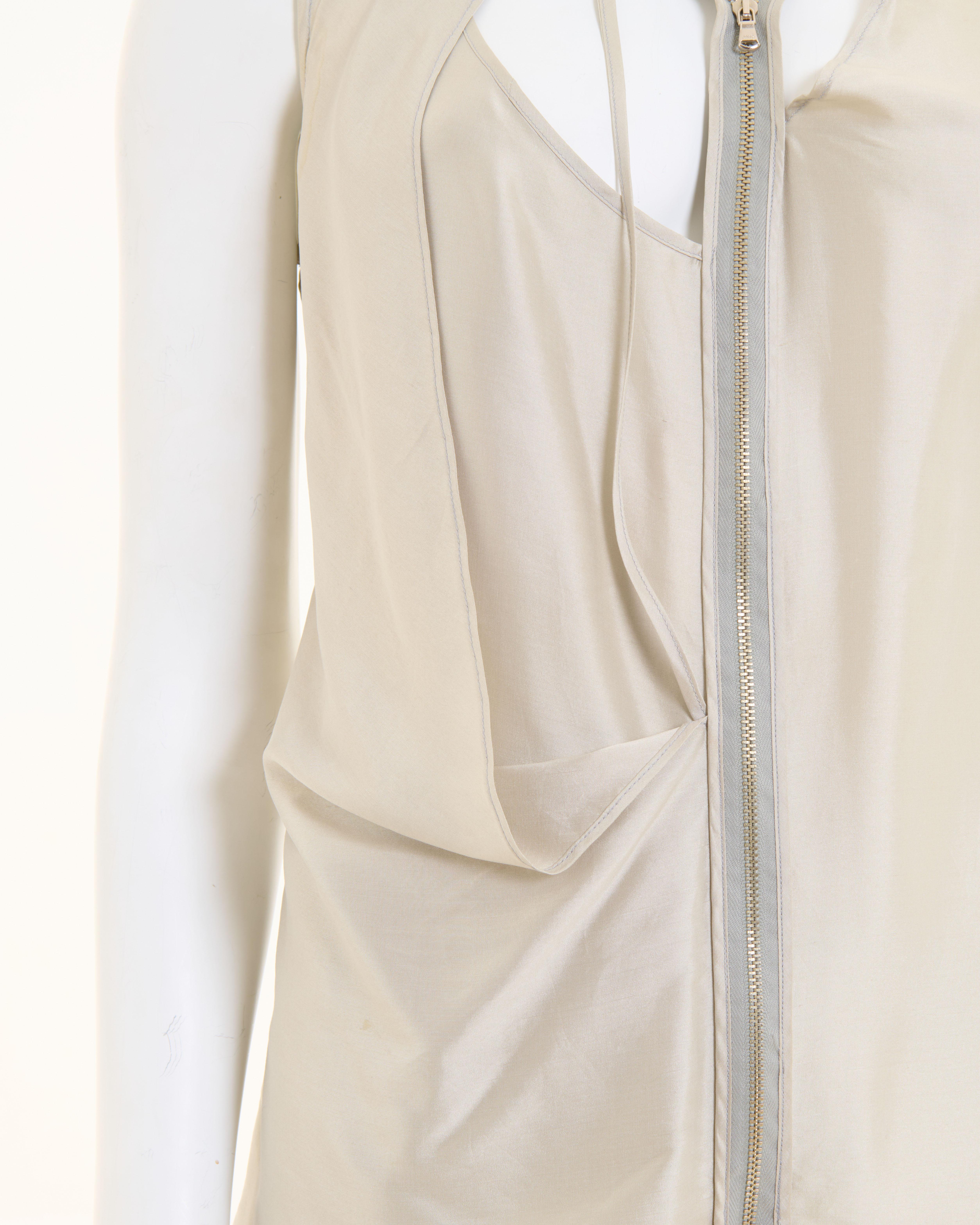 Hussein Chalayan S/S 2002 ‘Medea’ dove grey deconstructed zipper nylon top in vendita 4