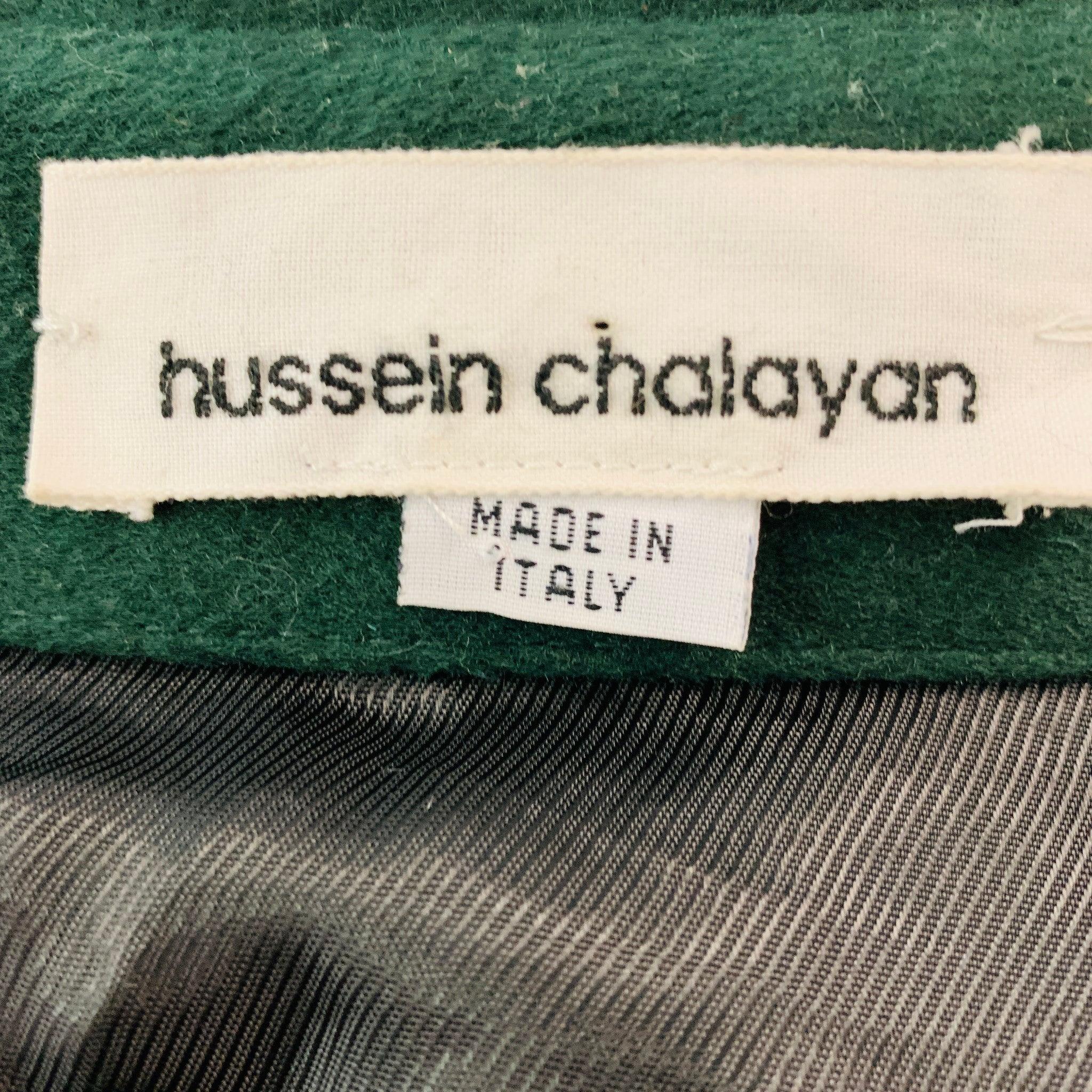 HUSSEIN CHALAYAN Taille S - Chemise à manches longues en laine mélangée verte avec patch de poche Pour hommes en vente