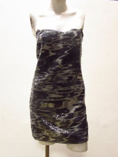 Hussein Chalayan Vintage Sequin Slip Dress with Sheer Top Layer