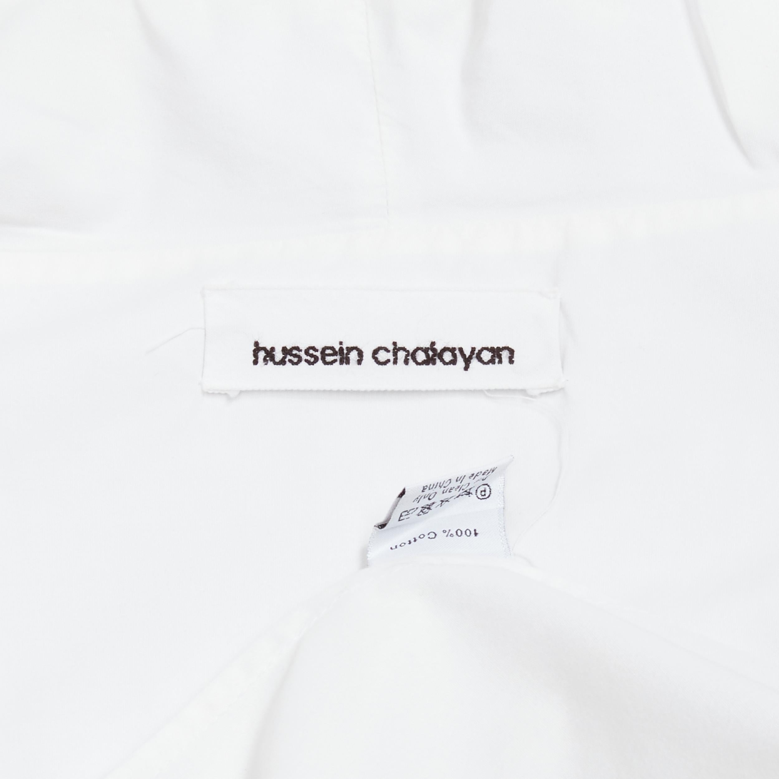 HUSSEIN CHALAYAN white cotton drape asymmetric collar back yoke shirt IT38 XS 6