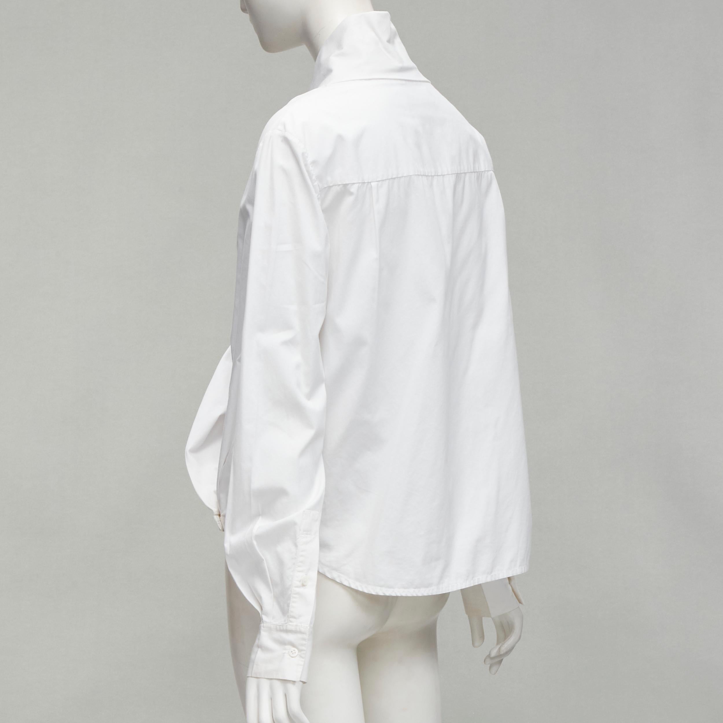 HUSSEIN CHALAYAN white cotton drape asymmetric collar back yoke shirt IT38 XS 2