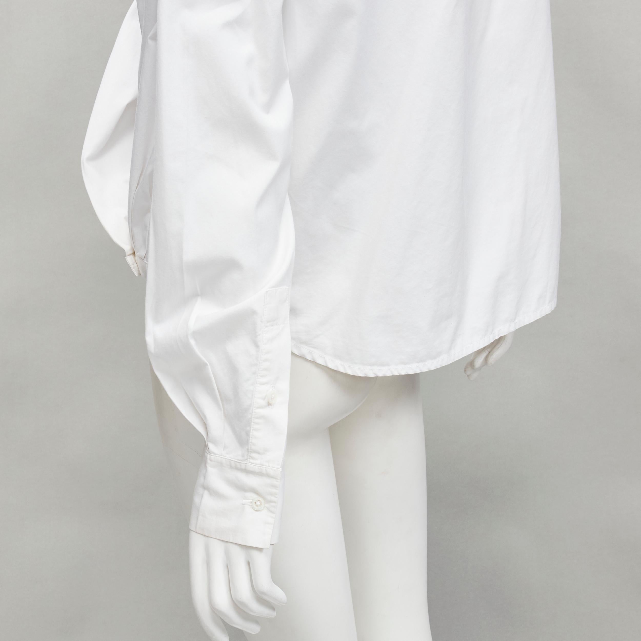 HUSSEIN CHALAYAN white cotton drape asymmetric collar back yoke shirt IT38 XS 3